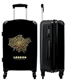 NoBoringSuitcases.com® Maleta Grande - Londres - Mapa de la Ciudad - Mapas - Dorado - Mapa - Candado de combinación TSA - Trolley rígido de 4 Ruedas - 90 litros - Maleta de Viaje - 66 cm