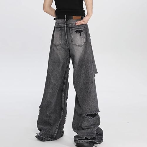 Men's Baggy Jeans Ripped Y2K Vintage Wide Leg Denim Pants Distressed Hip Hop Skater Jeans Trousers Streetwear​3