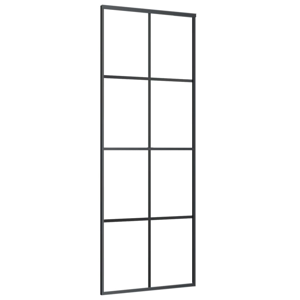 Drzwi przesuwne 76 x 205 cm szkło ESG rama aluminiowa | Oszczędność miejsca, cichy montaż, matowa prywatność, łącznie z okuciem