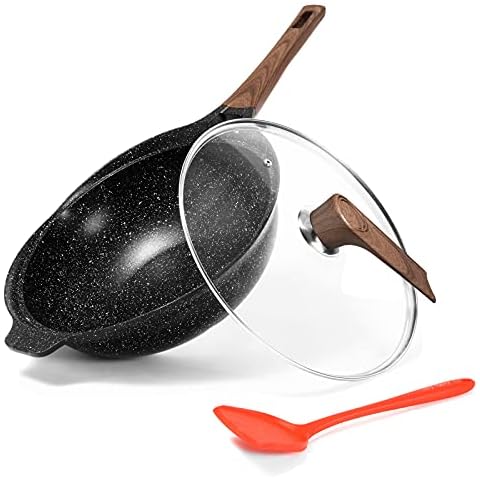 ESLITE LIFE Nonstick Woks & Stir-fry Pans, Deep Frying Pan with Lid Induction Compatible (6.5 Quart // 12.5 Inch) Cover