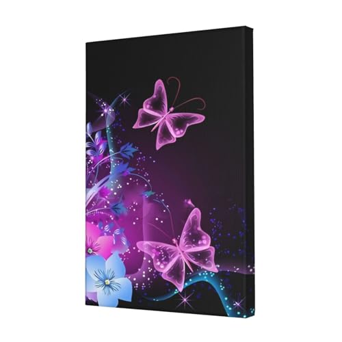 Poster papillon rose violet sur toile decoration murale salon chambre 30x45