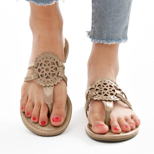 Image of katliu Women's Flat Sandals Flip Flop Sandals Comfortable Dressy Thong Sandals