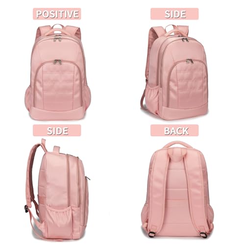 Image of Della Gao Laptop Backpack with Pencil Case, 15.6inch Pink Travel Backpack for Women, Water Resistant Computer Back Pack for Travel, Business, Work (S-Pink-Pencil Case)