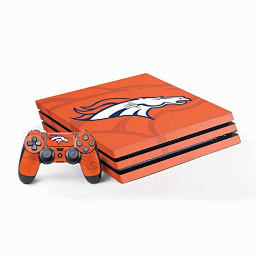 Skinit Decal Gaming Skin Compatible with PS4 Pro Console and Controller Bundle - Officially Licensed NFL Denver Broncos Double Vision Design