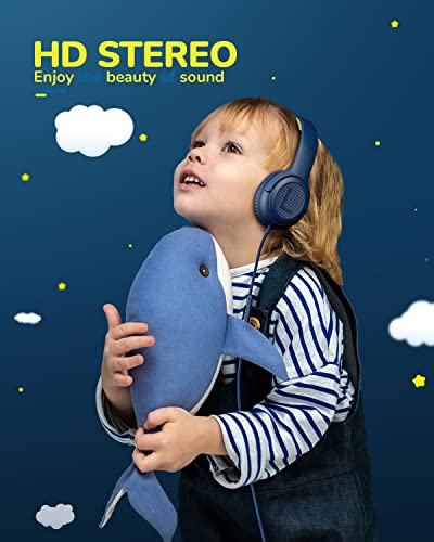 Image of awatrue 2PCS Kids Headphones for School Travel, 85 /94dB Safe Volume Limit, 3.5mm Jack, HD Mic, Portable Wired Headphone with Shareport, Stereo Sound On-Ear Headphones for Toddler Kids Girls Boys