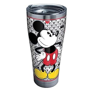 Tervis Disney Mickey Mouse Silver Triple Walled Insulated Tumbler Travel Cup Keeps Drinks Cold & Hot, 30oz Legacy, Stainless Steel