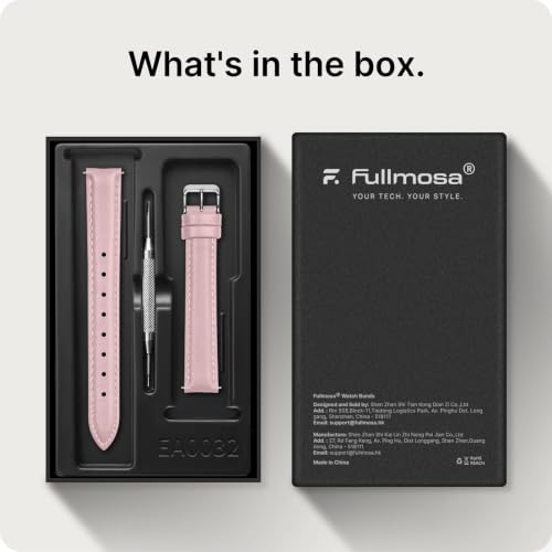 Image of Fullmosa 14mm Quick Release Leather Watch Band | Traditional Smartwatch Replacement Strap for Women Formal Daily Commute, Sand Pink&Silver Buckle