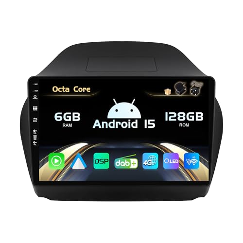 SXAUTO 『Built-in 4G / Dab』Android 15-6G+128G Autoradio pour Hyundai IX35 (2010-2017) - sans Fil Carplay/Android Auto/DSP LED Caméra + MIC - 10.1 Pouce 2...