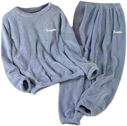 Flannel Pajamas For Women Set Cotton Fluffy Coral Fleece Loose Plush Loungewear Cute Cozy Warm Winter Soft Out Pjs Sleepwear