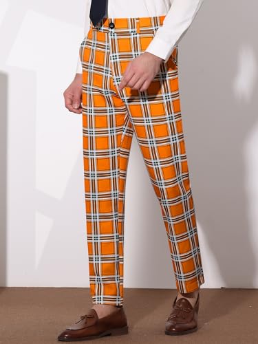 Lars Amadeus Men's Plaid Dress Pants Flat Front Business Trousers Checked Suit Pants2