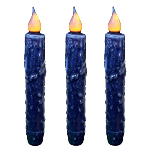 Velas cónicas LED sin llama y seguras a pilas para decoración de mesas, azul marino, 3 uds
