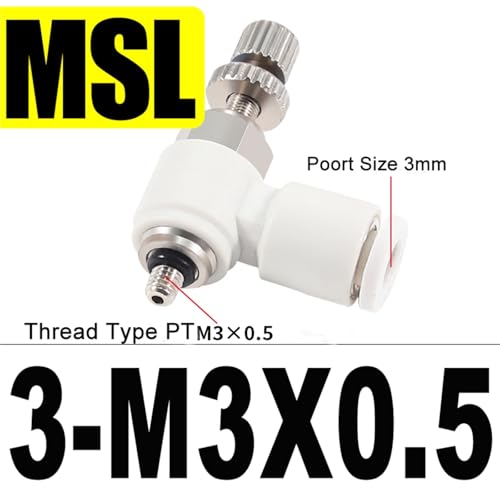 Conector de manguera neumática MSL3-M3 para evitar tirones en cilindros con válvula de velocidad 3