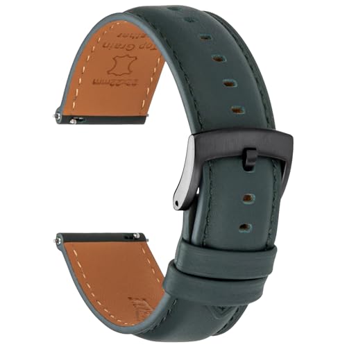 Bracelet montre en cuir véritable doux avec système de libération rapide 18mm-22mm