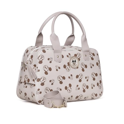 Bolsa Bebê Mala Maternidade Multifuncional, Mickey Minnie Stitch (Mickey Bege)