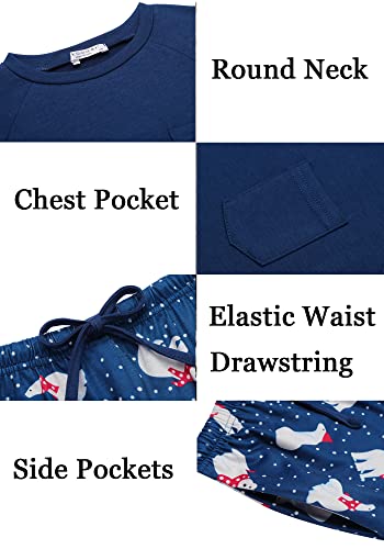 Ekouaer Family Matching Pajamas Christmas Sleepwear Long Sleeve Sleep Shirt with Plaid Pants Soft Loungewear Pjs Set S-XXL4