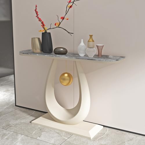 Mesa de sofá larga para decoración de pasillo y vestíbulo moderno con base metálica 2