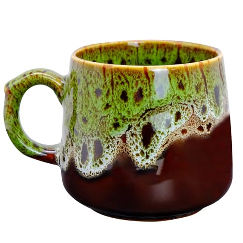 Fahibin Taza de café de cerámica, taza de café grande, 350 ml, tazas de café de gres, taza de té grande con asa, taza de té de leche de café
