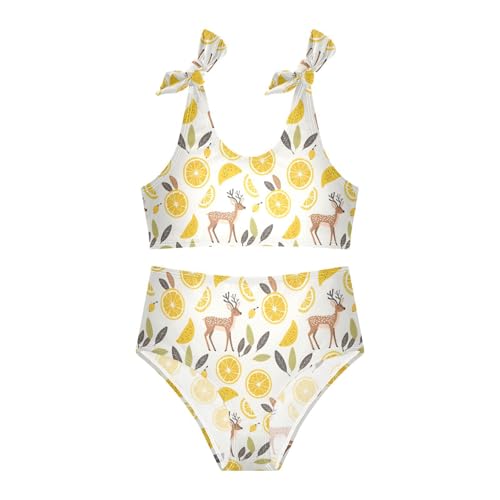 Deer and Lemon Girls Two Piece Tankini Swimsuits Summer Bathing Suit Beach Swimwear Set4