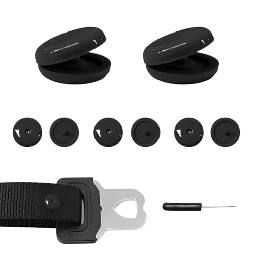 ZNDAW 5 Sets Seatbelt Stopper Kit, Snap-on Seat Belt Buckle Clip Stop with Wooden Handle Awl, Universal Safety Belt Button Clip Prevents Buckle from Sliding Down, Car Accessories (Black, Glossy)
