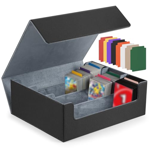 Estojo de Baralho para Cartões Colecionáveis 2400+, Caixa de Baralho com 3 Divisóriasdeck Box, Caixa de Armazenamento de Cartões para Cartas Colecionáveis, Deckcase com Couro PU