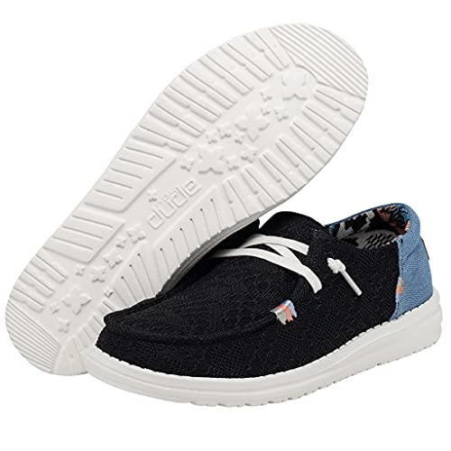 Image of HEYDUDE Women's Wendy Boho Black Size 4 | Women's Shoes | Women's Lace Up Loafers | Comfortable & Light-Weight