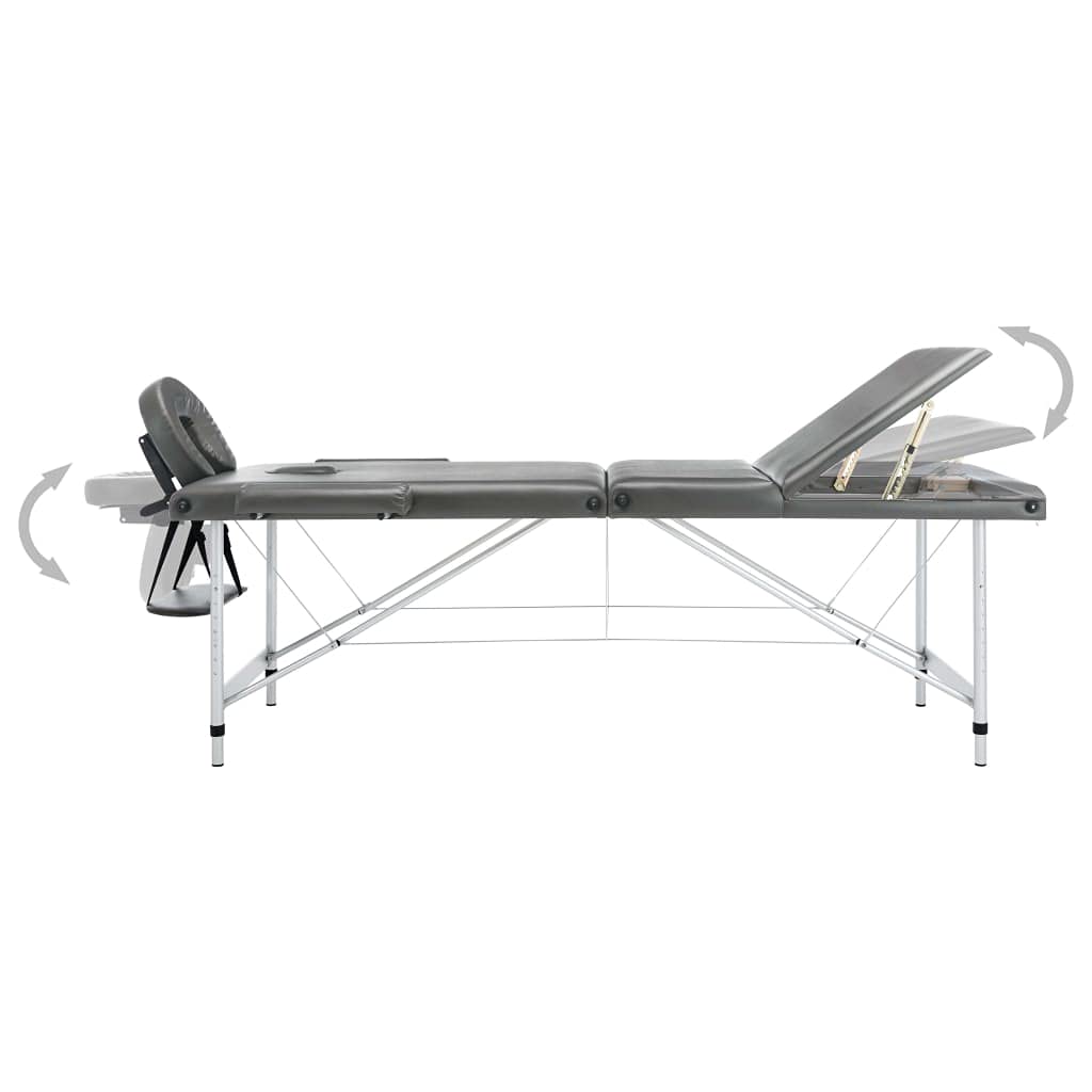 LAPOOH Camilla Masaje 3 Zonas Estructura Aluminio Antracita 186x68 cm, Apoyabrazos Tattoo, Camilla Tattoo, Camilla Estetica, Camilla De Espalda, Cama De Masaje, Mesa De Masaje - SPU:110175