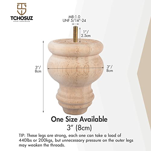 TCHOSUZ 3 Inch Unfinished Wooden Bun Feet, Pack of 4 - Image 4
