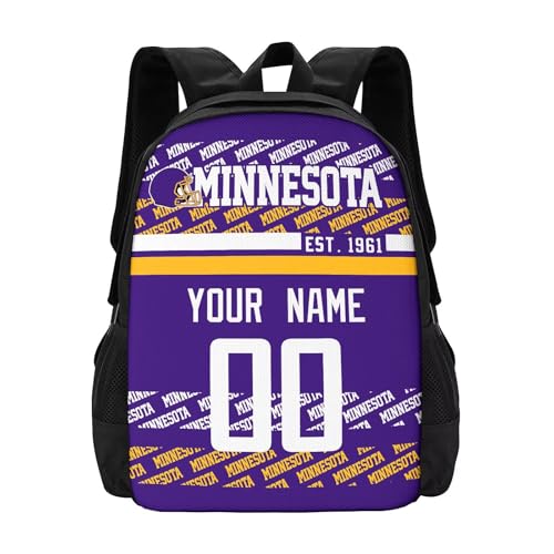 ANTKING Minnesota Backpack Custom Name Number School Backpack for Boys Kids Youth Men Gifts