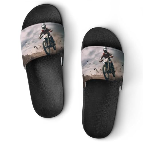 Dirt Bike Racing Non Slip Slides Sandals for Women Men Quick Drying Shower Shoes for Bathroom Pool Beach