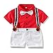 Produktbild TTLOVE Kleinkind Baby Boy Bekleidung Kurzarm Fliege Gentleman Leaf T-Shirt Tops + Shorts Outfits,Jungen Kinder Sommer Kleidung Set Mode Kurze Und Hosen (rot,80)