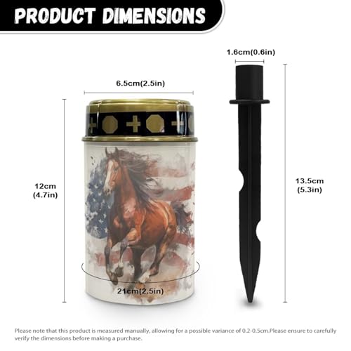Image of Poceacles 4th of July Horse American Flag Retro Solar Powered Flameless Candle Cemetery Votive Candles Waterproof Outdoor Memorial Solar Stake Lights Home Outdoor Patriotic Decoration, 6 PCS