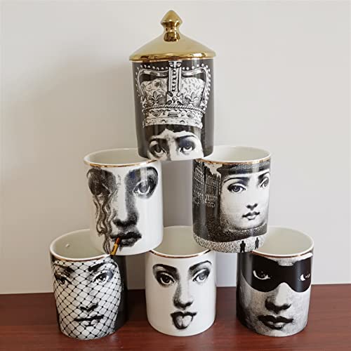 Bougeoirs visage de dame en céramique et pot de rangement multifonction