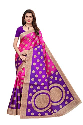 Sari en soie khadi rose vêtement traditionnel indien avec chemisier