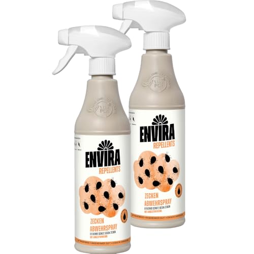 Envira Zecken Abwehrspray 2 x 500 ml - Effektiver Zeckenschutz - Spray mit Langzeitwirkung zum Zecken fernhalten - Mittel gegen Zecken in der Wohnung - Effektives Zeckenmittel