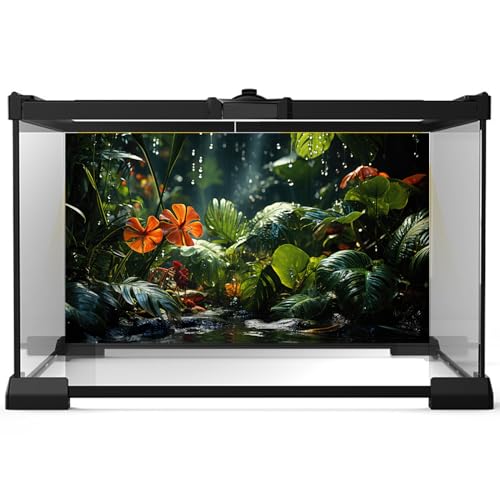 Image of Raining Jungle Leaves Aquarium Background Green Palm Leaf Fish Tank Background Tropical Leaf Nature Landscape Reptile Tank Backgrounds Foggy Misty Rainforest Reptile Enclosure Backgrounds 72x24in