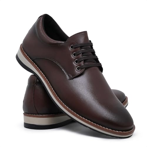 Sapato Oxford Derby Masculino Modelo Casual Sofisticado Solado Confortável (43, Chocolate)