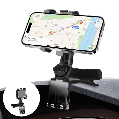 EEEKit Car Phone Holder, 360 Degree Rotating Dashboard Car Phone Mount with Adjustable Spring Clip for 4-7in Smartphones