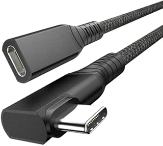 Kabel Przedłużacz USB 4 0.3M,90 Stopni USB4 Thunderbolt 4/3 Przedłużacz,PD 100W Szybkiego ładowania 40Gbps Transfer Danych 8K@60Hz Wyjścia Wideo Kabel,Typ C 4.0 Męski do żeńskiego dla Urządzeń USB C