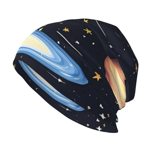 The Solar Family - Gorro con estampado de calavera para adultos, cálido, casual, de punto, a la moda, para exteriores, color negro, talla única