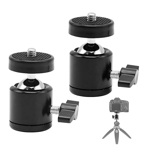 2 Pièces Rotule Photo,Rotule,Pivotante 360° Rotule De Suspension, 1/4 Rotule pour Trépied Ball Head Mount, Mini Trépied Tête Sphérique en Métal,pour Appareils Photo, DSLR, Monopod, Tripod Etc