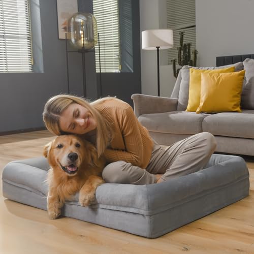 Cama ortopédica lavável para cães extragrande: cama de cachorro GG com 4 lados reforçados, antiderra