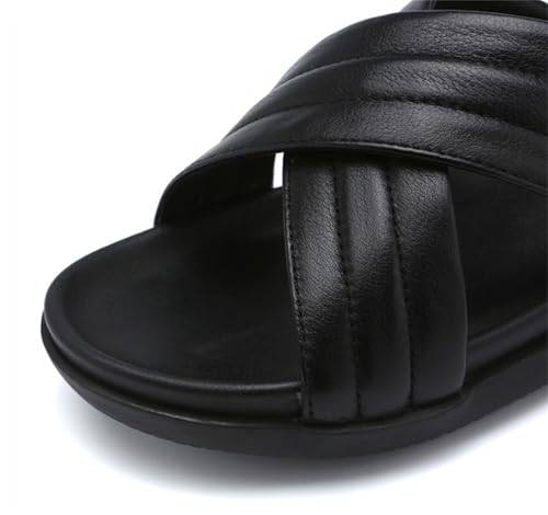 Men's Leather Slide On Sandal Open Toe Soft Slippers Casual Beach Shoes3