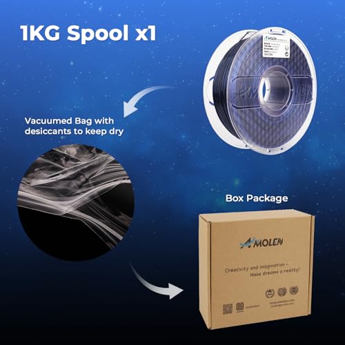 Image of AMOLEN PLA 3D Printer Filament, Silk Shiny Black Blue PLA Filament 1.75mm, Color Change 3D Printing Filament for Most FDM 3D Printer, 1kg Spool(2.2lbs)