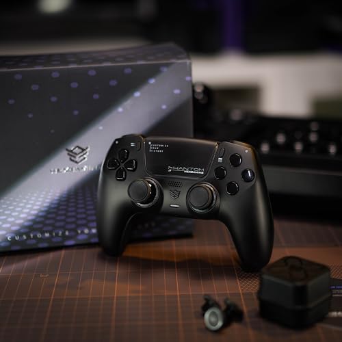 Image of HEXGAMING PHANTOM Pro Controller with 4 Remappable Buttons, 6 Remapping Profiles, 8 Interchangeable Analog Stick, and Adjustable Triggers Compatible with ps5, PC, Mobile - Hall Effect Chaos Black