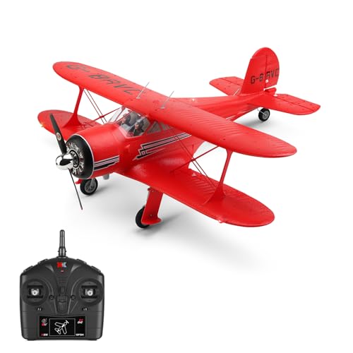 GoolRC RC Plane, WLtoys XK A300 RC Airplane, 4 Channel Brushless Remote Control Airplane, 2.4GHz RC Aircraft Fighter with 3D/6G Mode, Easy to Fly for Beginners and Adults (Red)