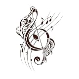 Abnehmbarer Violinschlüssel-Wandaufkleber, Musiknoten, Musik-Aufnahmestudio, Vinyl-Aufkleber für Kinderzimmer, Schlafzimmer, Poster-XL-75x105cm-Coffee