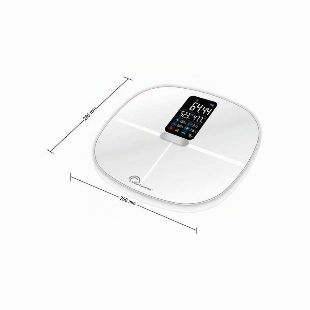 Little Balance Cardio Connect 4 Classic Impédancemètre, Verre trempé, Blanc
