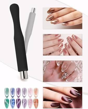 KIRA Nail Art Magnetic Pen Set 3D Cat Eye Design Magnet Wand Gel Nail Polish Magic Manicure Magnet Stick for DIY Cat Eye Gel Polish Nail Art (Black) 2