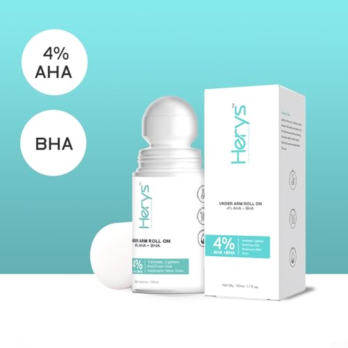 Image of Herys 4% Aha Bha Underarm Roll On | with 2% Lactic Acid, 1% Mandelic Acid, 1% Salicylic Acid | Prevents Odour, Reduces Pigmentation | for Radiant Underarms, 50Ml
