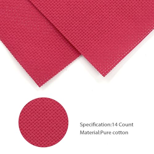 Image of 14CT Aida Cloth - 30x35 Inch Cross Stitch Fabric for Embroidery, Pre-Cut Needlework Material, Acid-Free, Durable Weave(Red)